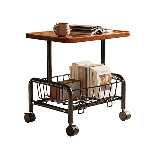 Coffee Table with Storage Basket and Wheels