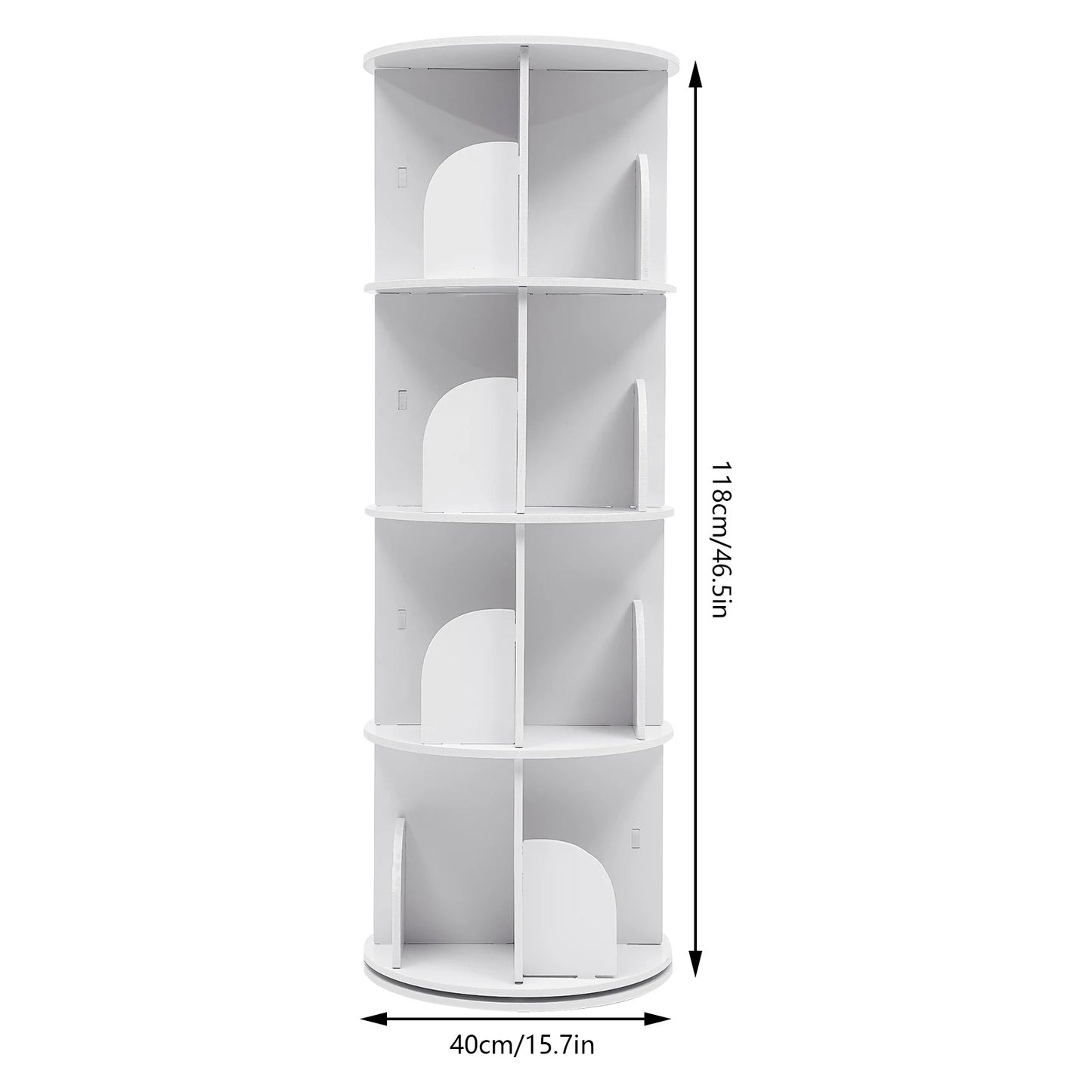 360° Rotating Bookshelf - Freestanding Storage Tower (2 or 4 Tier, White)
