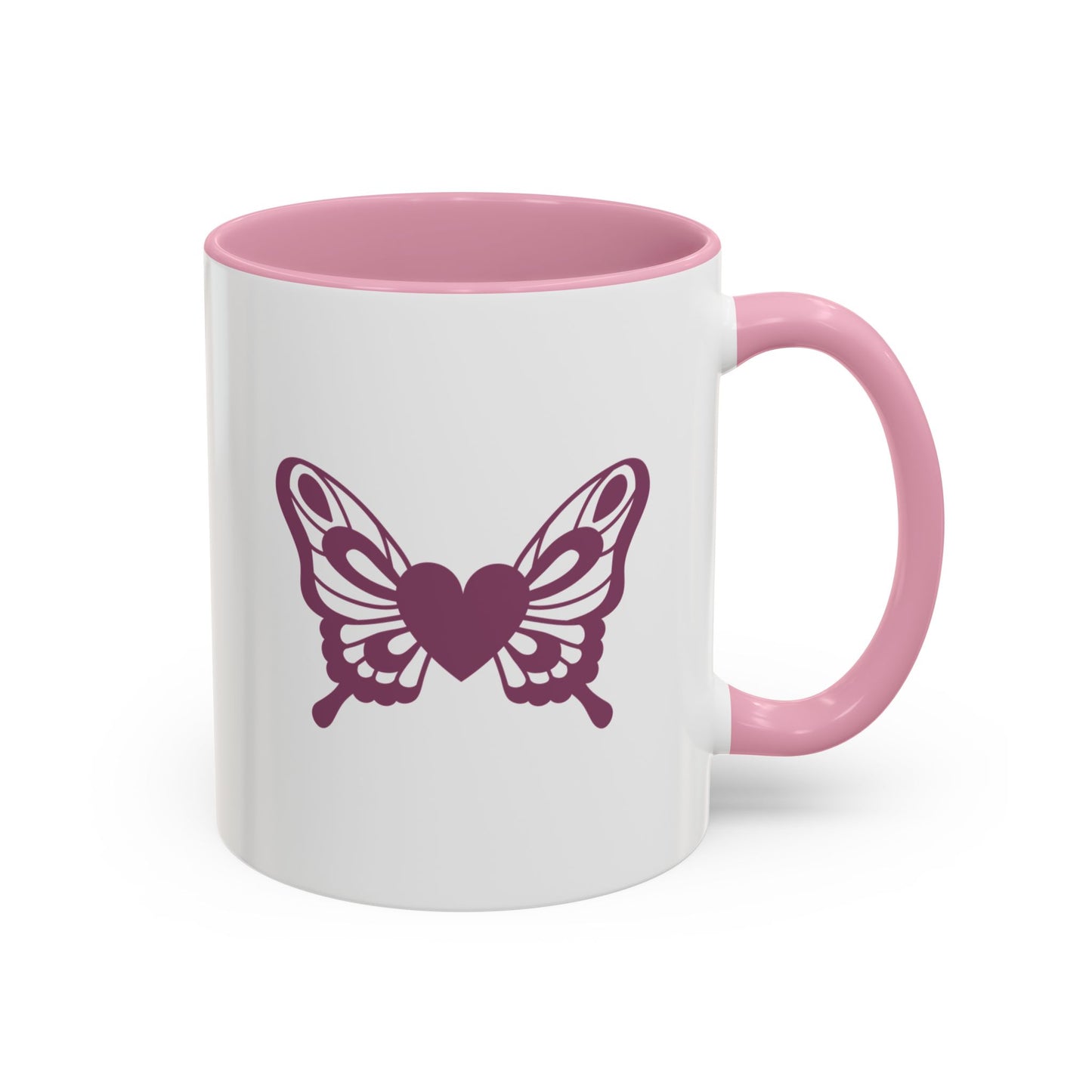 Ceramic Mug | Butterfly Heart | Pink Accent (11oz, 15oz)