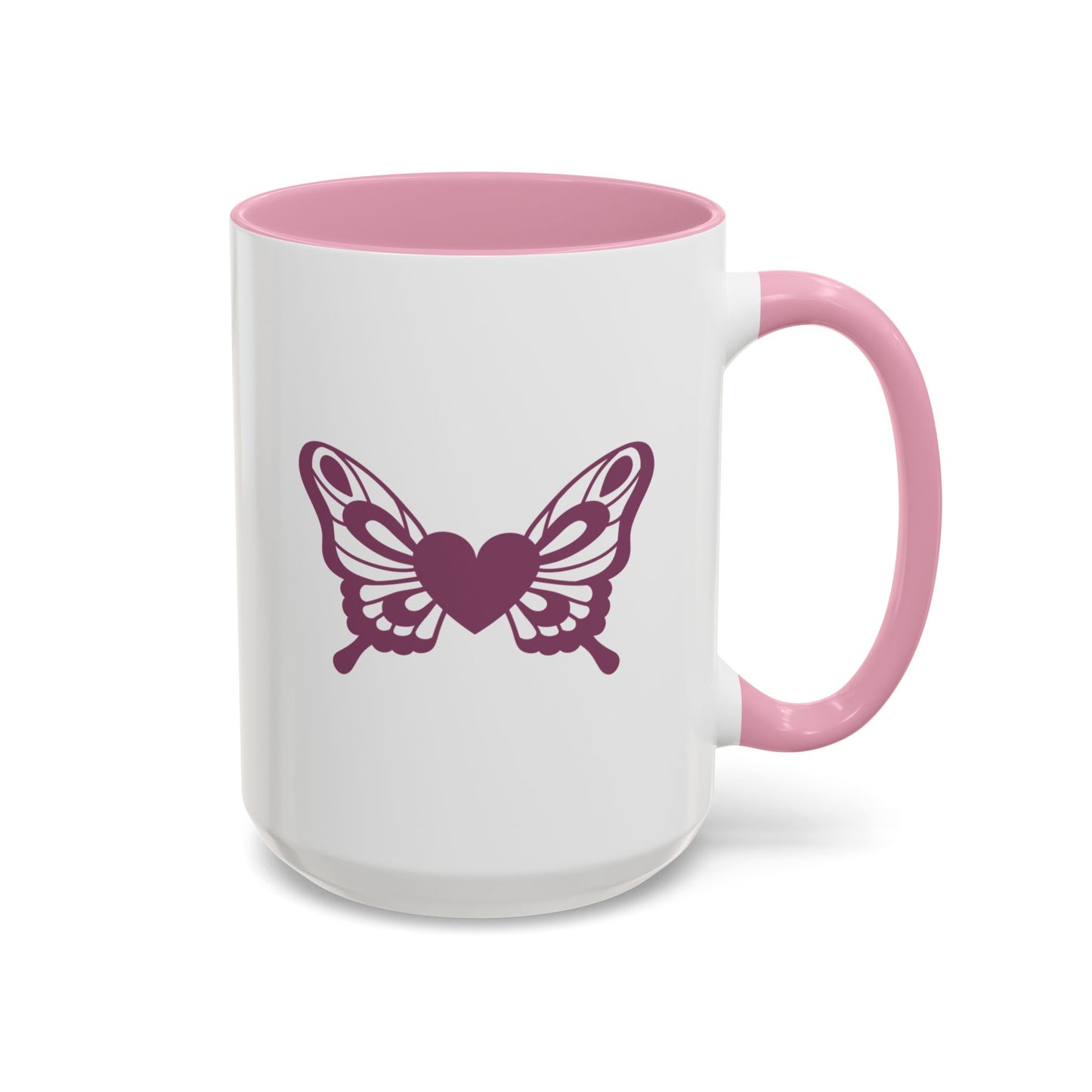 Ceramic Mug | Butterfly Heart | Pink Accent (11oz, 15oz)