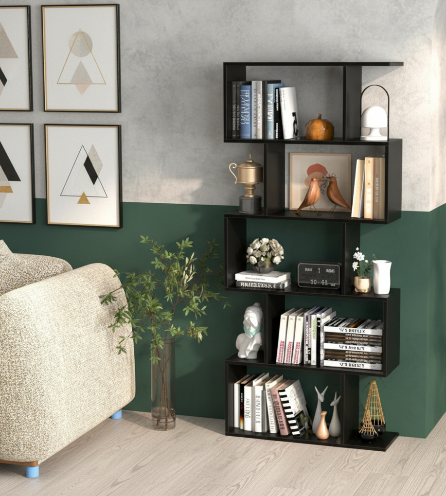 5-Tier Bookshelf | Black, White