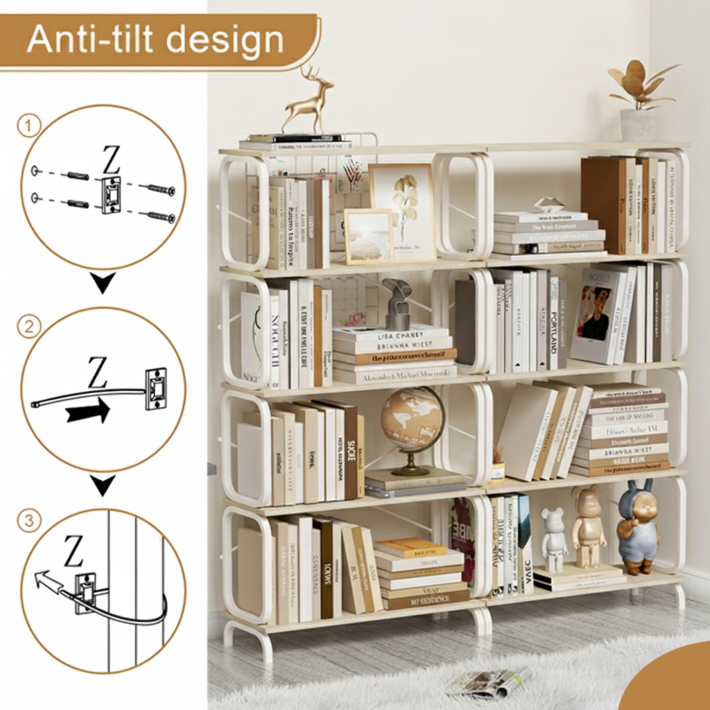 5-Tier Retro Industrial Bookshelf