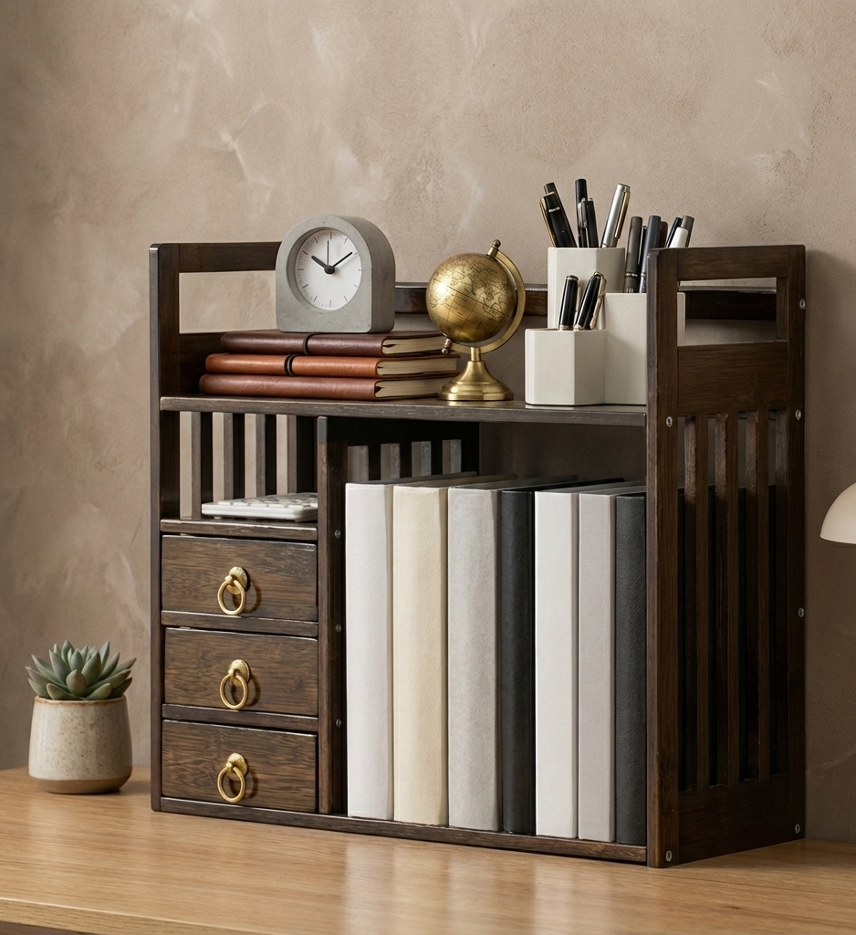 Bamboo Desktop Organizer with 3 Drawers