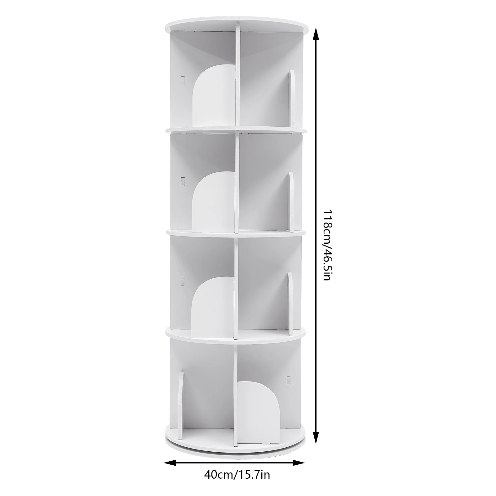 360° Rotating Bookshelf - Freestanding Storage Tower (2 or 4 Tier, White)